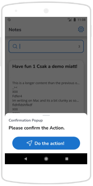Popup window in **mobile app**